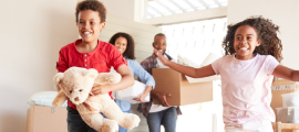 excited family moving boxes