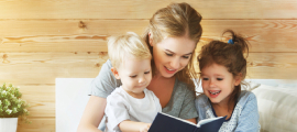 mom and children reading