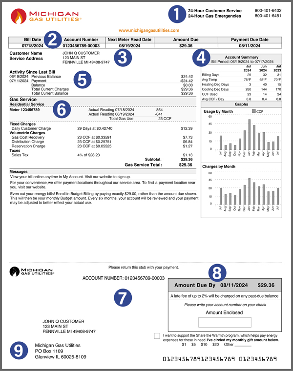 Reading Your Bill | Michigan Gas Utilities